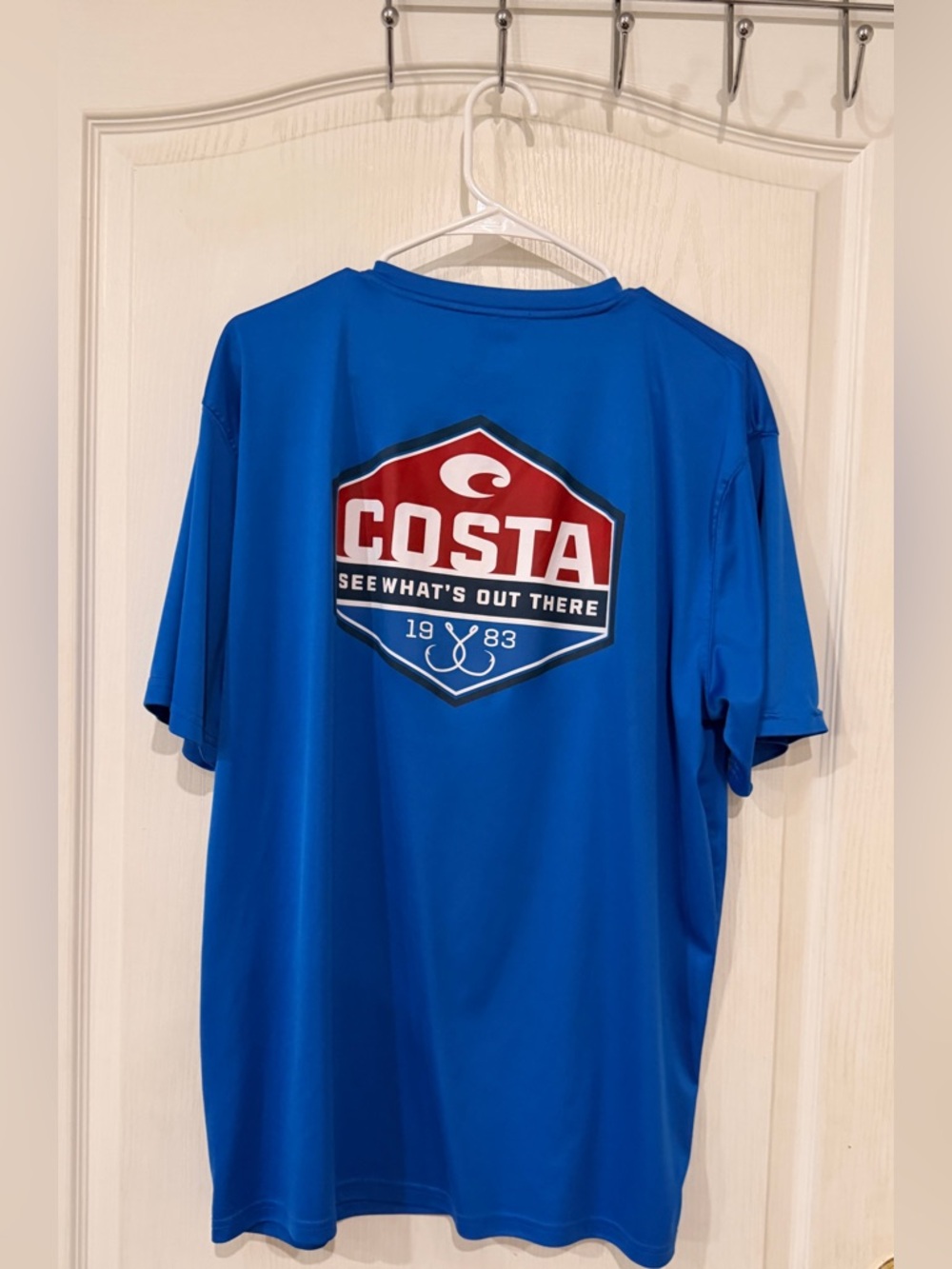 FINAL PRICE Costa Short-Sleeve Performance Tee in Royal Blue with White Logo